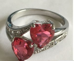 Кільце жіноче, покрите сріблом з рожевими кристалами код 975 - 8610040 - SvitStyle