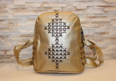 Модний золотистий жіночий рюкзак код 7-242 - SvitStyle
