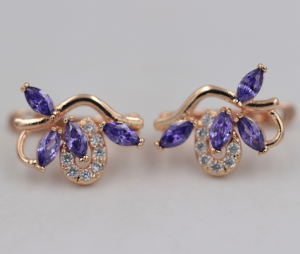 Позолочені сережки з фіолетовими цирконами код 1359 - 8610077 - SvitStyle