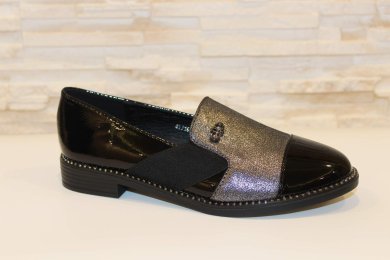 Туфлі жіночі чорні з сріблом Т57 - SvitStyle