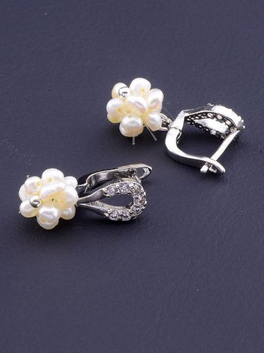 Сережки з перлами покриття срібло код 1549 - SvitStyle