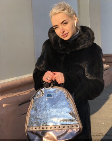 Модний бежевий жіночий рюкзак з паєтками код 7-45 - SvitStyle