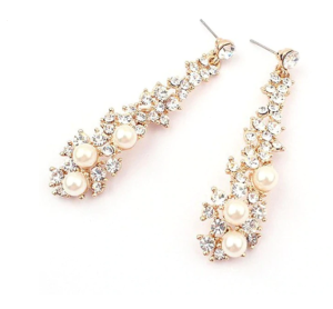 Жіночі сережки з білими камінчиками код 1601 - 8610165 - SvitStyle