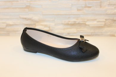 Балетки туфлі жіночі чорні з бантиком код Т248 - SvitStyle