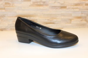 Туфлі жіночі чорні на невеликому каблуці Т028 - 8610275 - SvitStyle