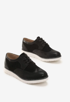 Туфлі жіночі чорні на шнурках Т067 - 8610289 - SvitStyle