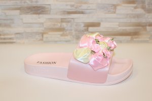 Шльопанці жіночі рожеві з квітами Б1021 - 8610394 - SvitStyle