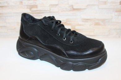 Туфлі кросівки жіночі чорні натуральна замша Т1176 - SvitStyle