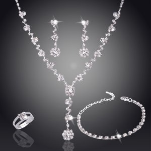 Набір прикрас жіночий намисто, браслет, сережки і кільце код 800 - 8610465 - SvitStyle