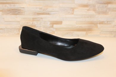 Балетки туфлі жіночі чорні замшеві Т1325 - SvitStyle