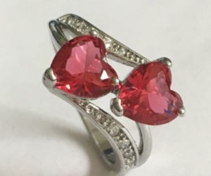 Кільце жіноче, покрите сріблом з рожевими кристалами код 975 20 - 8610650 - SvitStyle