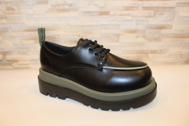 Туфлі жіночі чорні на шнурівці Т1396 - SvitStyle