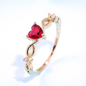 Кільце жіноче золотисте з каменем у формі серця код 2188 - 8610733 - SvitStyle