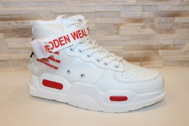 Кросівки жіночі білі з червоними вставками Т1446 - SvitStyle