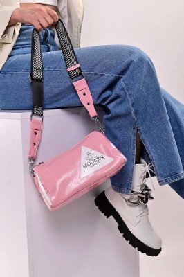 Женская сумка клатч розовая с длинным ремнем код 7-58104 - 8610756 - SvitStyle