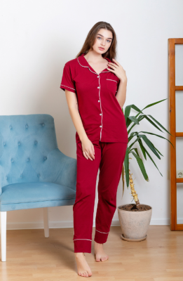 Піжама жіноча бордова кофта і штани код П498 - 8611083 - SvitStyle