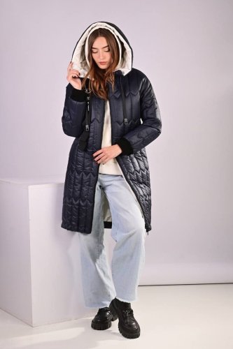 Пальто куртка жіноче зимове синє код П584 - SvitStyle