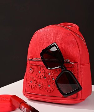 Жіночий маленький рюкзак червоний код 7-16 - 8611538 - SvitStyle