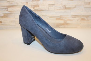 Туфлі жіночі замшеві сині на підборах Т1675 - SvitStyle