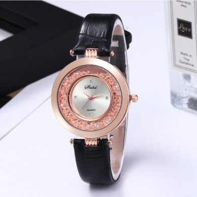 Жіночий наручний годинник із чорним ремінцем код 705 - SvitStyle