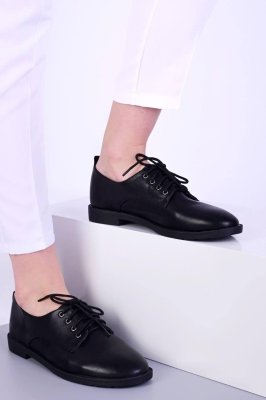 Туфлі жіночі чорні на шнурівці Т1691 - 8612299 - SvitStyle