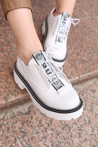 Туфлі жіночі білі на шнурівці Т1698 - SvitStyle