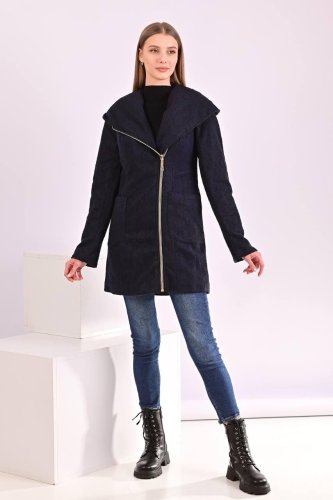 Пальто жіноче синє код П752 - SvitStyle
