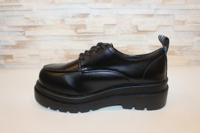 Туфлі жіночі чорні на шнурівці Т1701 - SvitStyle