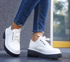 Туфлі жіночі білі на шнурівці Т1706 - 8612394 - SvitStyle