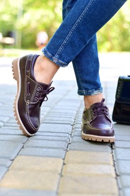 Туфлі жіночі темно-бордові на шнурівці Т1728 - 8612545 - SvitStyle