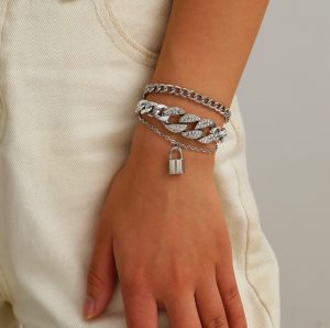 Набір жіночих сріблястих браслетів на руку код 2290 - SvitStyle