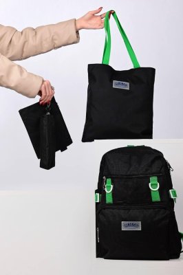 Комплект жіночий чорний рюкзак, сумка, клатч і пенал код 7-9522 - 8612905 - SvitStyle