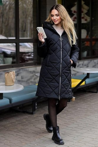 Пальто жіноче зимове чорне код П840 - SvitStyle