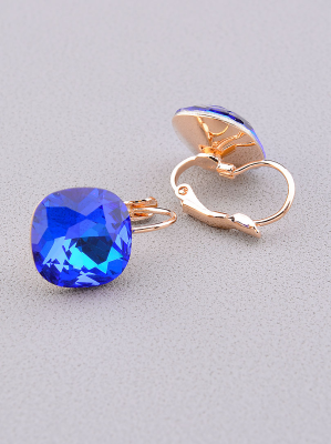 Сережки жіночі позолочені із синіми фіанітами код 2327 - 8613087 - SvitStyle