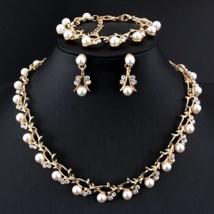 Набір прикрас жіночий намисто, браслет і сережки з перлами код 1683 - 8613100 - SvitStyle