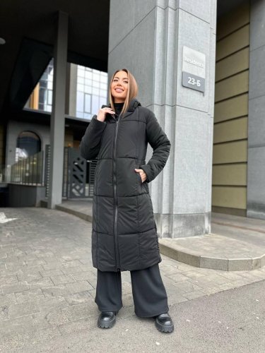Куртка пальто жіноча зимова чорна код П853 - SvitStyle