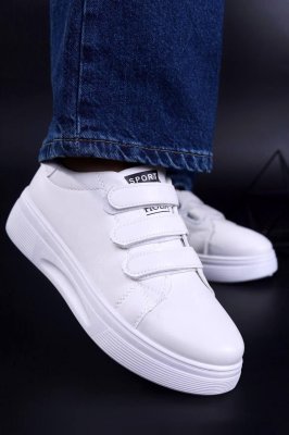 Кросівки жіночі білі на липучках Т1760 Уцінка (читайте опис) - SvitStyle