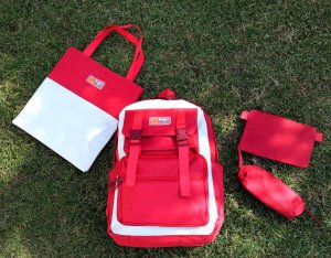 Набір жіночий червоний рюкзак, сумка, пенал і гаманець код 7-0241 - 8614755 - SvitStyle