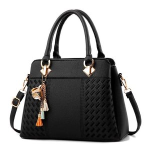 Жіноча сумка чорна на 3 відділу з брелоком код 3-420 - SvitStyle