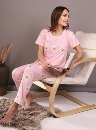 Піжама жіноча рожева футболка та штани П868 - SvitStyle