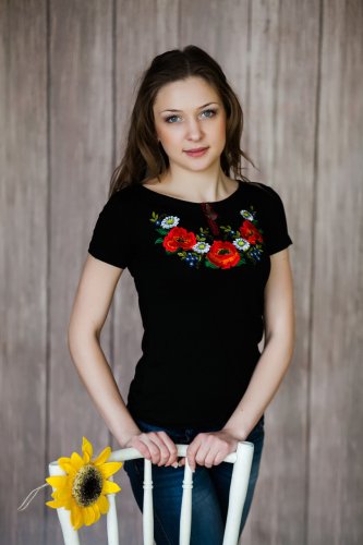 Вишита жіноча футболка на короткий рукав в етно стилі Українські барви - SvitStyle