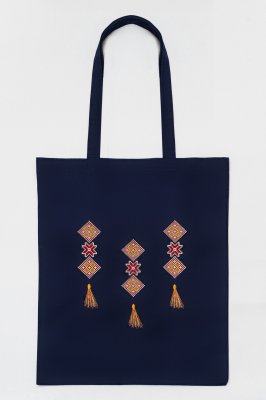 Модна еко-сумка для покупок "Китиці" у синьому кольорі - 8609806 - SvitStyle