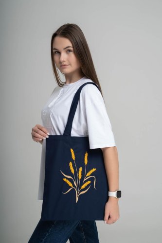Практична еко-сумка для покупок Колосок синя - SvitStyle