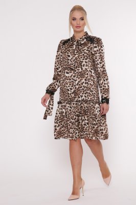 Платье с длинным рукавом Лея леопард - SvitStyle