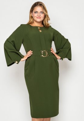 Стильное платье женское Екатерина оливкового цвета - SvitStyle