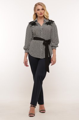 Блуза нарядная Франческа черно-белая - 7902978 - SvitStyle