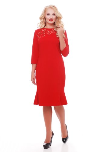 Оригинальное платье с перфорацией Анюта красная - SvitStyle