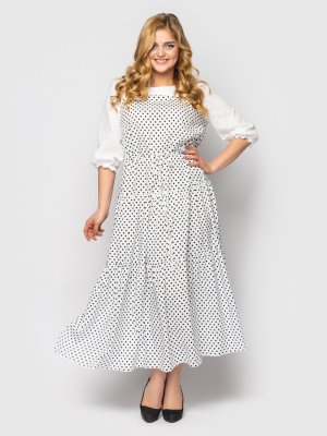 Платье в пол Росава белое горох - 8099547 - SvitStyle