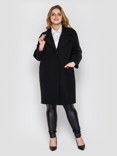 Пальто женское  свободного стиля Алсу черное - SvitStyle