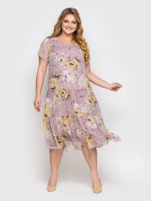 Літня шифонова сукня Катаис квіти пудра - 8483859 - SvitStyle